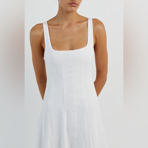 DISSH Milahn Midi Dress Linen White Size US 4 - Picture 9 of 10